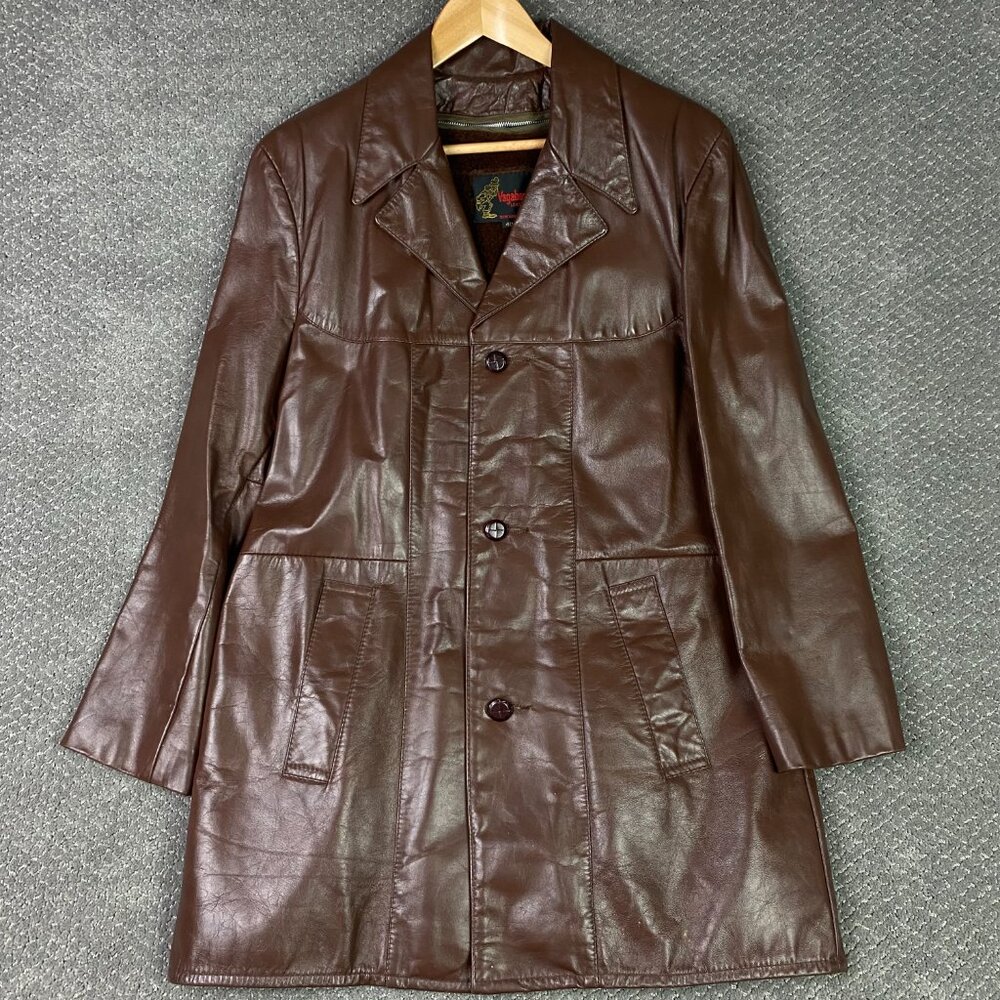 Vintage 70s Vagabond Leathers Leather Jacket Men's 40 Brown Fight Club Liner